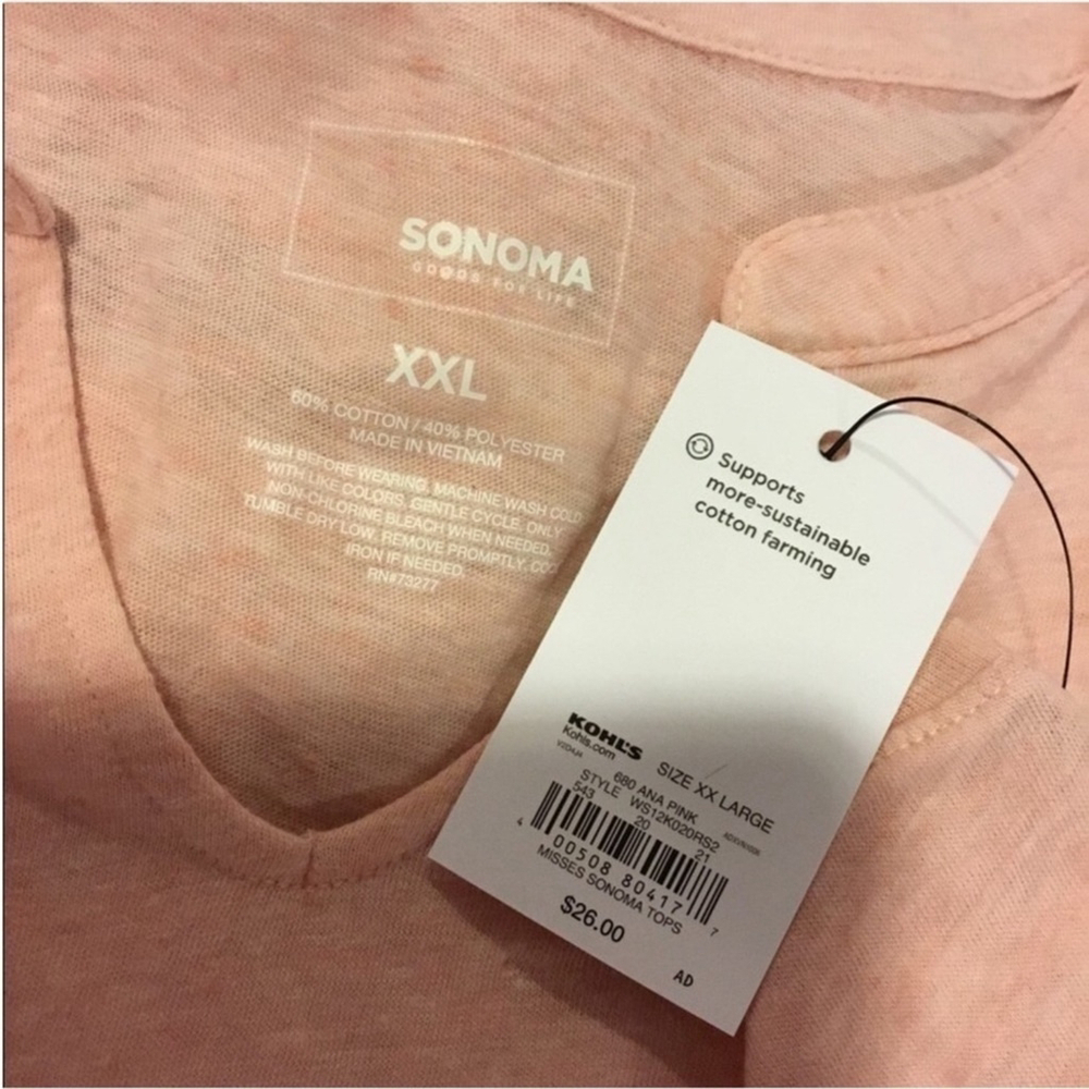 Sonoma sleeveless pullover top Woman’s size XXL peplum style Ana pink - Picture 3 of 11